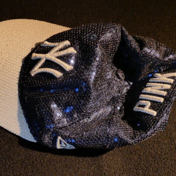 Sequined New York Yankees Fitted Hat by Victoria's Secret Pink - Picture 1 of 3
